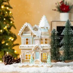 11.75 In. H Christmas Macaron Resin Village Table Decor -Christmas Decor Shop glitzhome christmas figurines 2040200017 31 1000