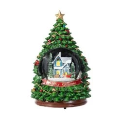 9.25 In. H Christmas Resin Lighted Musical Snowflakes Christmas Tree Waterglobe