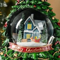 9.25 In. H Christmas Resin Lighted Musical Snowflakes Christmas Tree Waterglobe -Christmas Decor Shop glitzhome christmas figurines 2040300005 76 1000