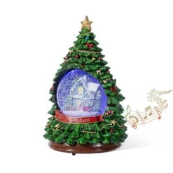 9.25 In. H Christmas Resin Lighted Musical Snowflakes Christmas Tree Waterglobe -Christmas Decor Shop glitzhome christmas figurines 2040300005 c3 1000