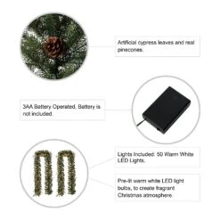 9 Ft. L Pre-Lit Greenery Pine Cone Artificial Christmas Garland With Warm White LED Light (2-Pack) 13 9 Ft. L Pre-Lit Greenery Pine Cone Artificial Christmas Garland With Warm White LED Light (2-Pack) -Christmas Decor Shop glitzhome christmas garland 2016000003 4f 1000