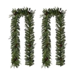 9 Ft. L Pre-Lit Greenery Pine Cone Artificial Christmas Garland With Warm White LED Light (2-Pack) 12 9 Ft. L Pre-Lit Greenery Pine Cone Artificial Christmas Garland With Warm White LED Light (2-Pack) -Christmas Decor Shop glitzhome christmas garland 2016000003 c3 1000
