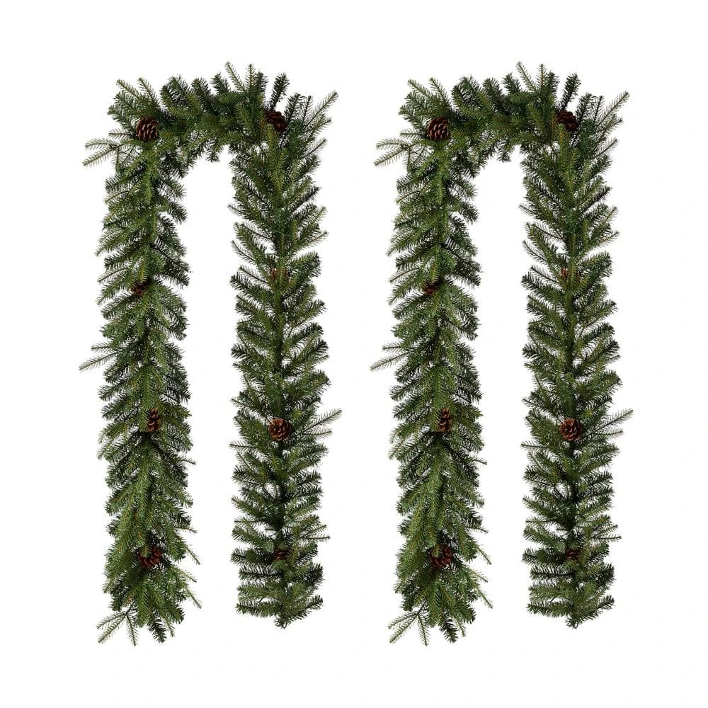 9 Ft. L Pre-Lit Greenery Pine Cone Artificial Christmas Garland With Warm White LED Light (2-Pack) 6 9 Ft. L Pre-Lit Greenery Pine Cone Artificial Christmas Garland With Warm White LED Light (2-Pack) - Image 4
