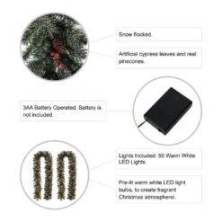 9 Ft. L Pre-Lit Glittered Pine Cone Artificial Christmas Garland With Warm White LED Light (2-Pack) -Christmas Decor Shop glitzhome christmas garland 2016000011 4f 1000