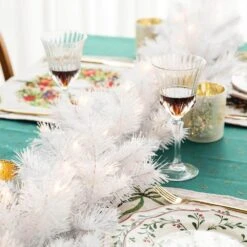 9 Ft. Pre-Lit White Pine Artificial Christmas Garland, With 50 Warm White LED Lights And Timer -Christmas Decor Shop glitzhome christmas garland 2016000025 44 1000