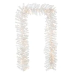 9 Ft. Pre-Lit White Pine Artificial Christmas Garland, With 50 Warm White LED Lights And Timer