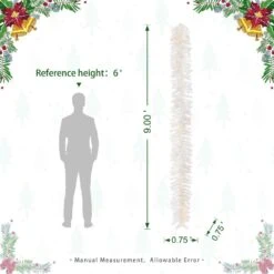 9 Ft. Pre-Lit White Pine Artificial Christmas Garland, With 50 Warm White LED Lights And Timer -Christmas Decor Shop glitzhome christmas garland 2016000025 c3 1000