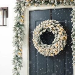 6 Ft. L Pre-Lit Snow Flocked Christmas Garland, With 35 Warm White LED Lights And Timer, Three Function Set Of 2 ) 11 6 Ft. L Pre-Lit Snow Flocked Christmas Garland, With 35 Warm White LED Lights And Timer, Three Function Set Of 2 ) -Christmas Decor Shop glitzhome christmas garland 2016000026 77 1000