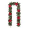 9 Ft. L Pre-Lit Greenery Pine Poinsettia And Red Berries Christmas Garland, With 70 Warm White Lights And Timer -Christmas Decor Shop glitzhome christmas garland 2016000027 64 1000