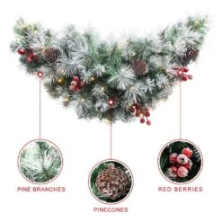 3 Ft. L Pre-Lit Pinecones And Red Berries Artificial Christmas Swag With 50 Warm White Lights And Timer 15 3 Ft. L Pre-Lit Pinecones And Red Berries Artificial Christmas Swag With 50 Warm White Lights And Timer -Christmas Decor Shop glitzhome christmas garland 2016000032 1f 1000