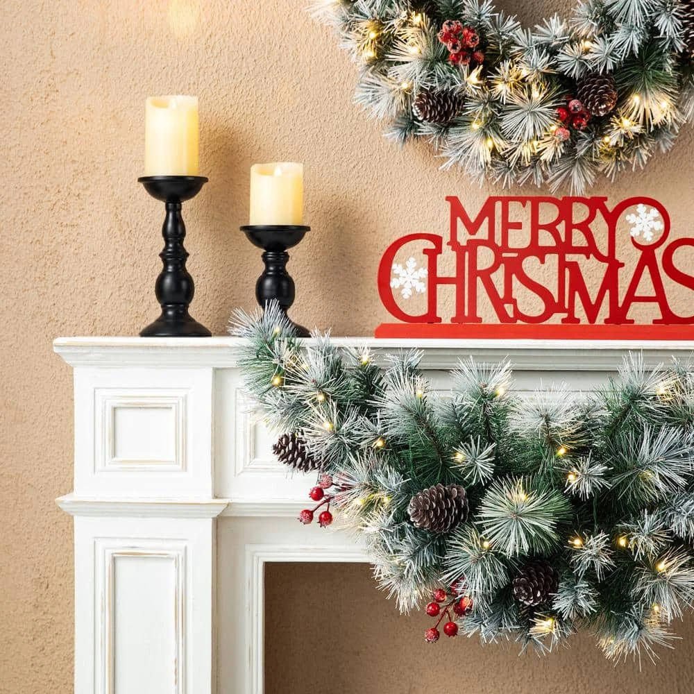 3 Ft. L Pre-Lit Pinecones And Red Berries Artificial Christmas Swag With 50 Warm White Lights And Timer 9 3 Ft. L Pre-Lit Pinecones And Red Berries Artificial Christmas Swag With 50 Warm White Lights And Timer - Image 7