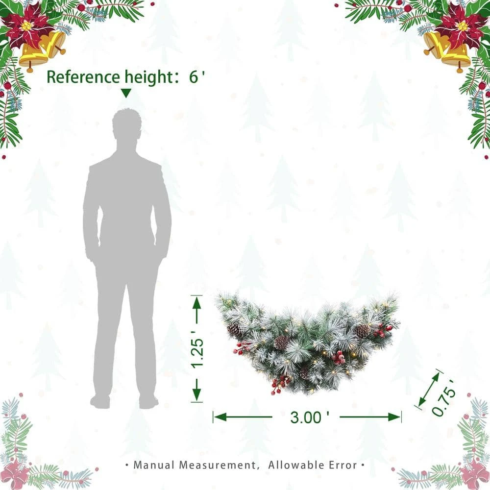3 Ft. L Pre-Lit Pinecones And Red Berries Artificial Christmas Swag With 50 Warm White Lights And Timer 6 3 Ft. L Pre-Lit Pinecones And Red Berries Artificial Christmas Swag With 50 Warm White Lights And Timer - Image 4