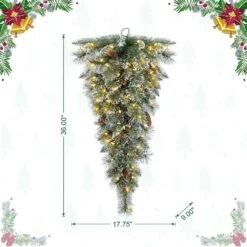 3 Ft. Pre-Lit Frosted Greenery Pinecones Christmas Teardrop, With 50 C3 Clear LED Lights And Timer -Christmas Decor Shop glitzhome christmas garland 2016000042 4f 1000