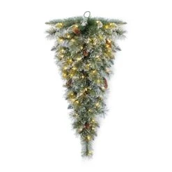 3 Ft. Pre-Lit Frosted Greenery Pinecones Christmas Teardrop, With 50 C3 Clear LED Lights And Timer