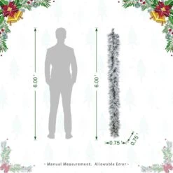 6 Ft. Prelit Snow Flocked Greenery Pine Christmas Garland With 50 Warm White/Multi-color Lights And Timer (Set Of 2) 11 6 Ft. Prelit Snow Flocked Greenery Pine Christmas Garland With 50 Warm White/Multi-color Lights And Timer (Set Of 2) -Christmas Decor Shop glitzhome christmas garland 2016000046 4f 1000