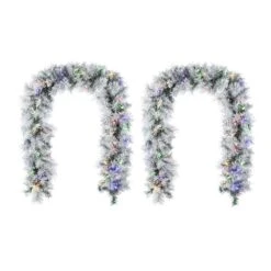 6 Ft. Prelit Snow Flocked Greenery Pine Christmas Garland With 50 Warm White/Multi-color Lights And Timer (Set Of 2) 10 6 Ft. Prelit Snow Flocked Greenery Pine Christmas Garland With 50 Warm White/Multi-color Lights And Timer (Set Of 2) -Christmas Decor Shop glitzhome christmas garland 2016000046 c3 1000