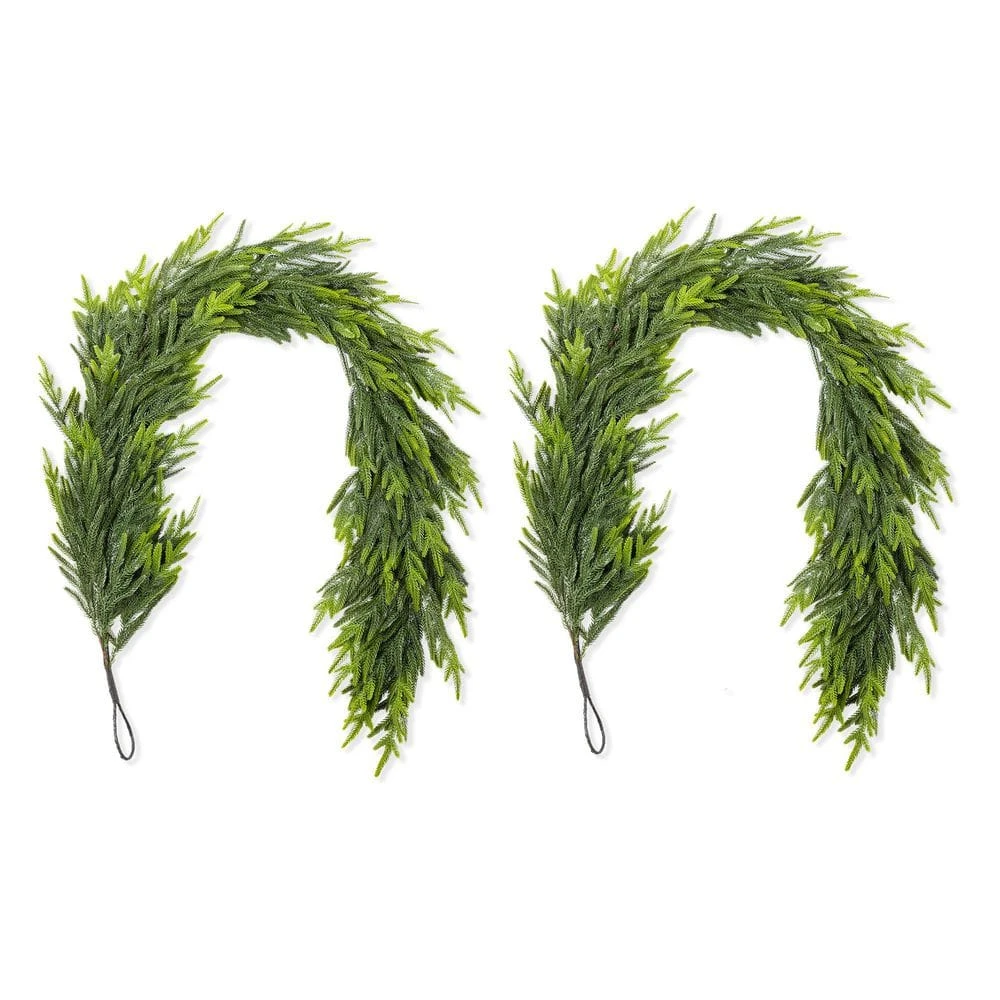 6 Ft. Greenery PE Dripping Artificial Christmas Garland (Set Of 2) 3 6 Ft. Greenery PE Dripping Artificial Christmas Garland (Set Of 2)