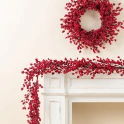 6ft. Christmas Prelit Red Berries Garland 13 6ft. Christmas Prelit Red Berries Garland -Christmas Decor Shop glitzhome christmas garland 2016000062 44 1000