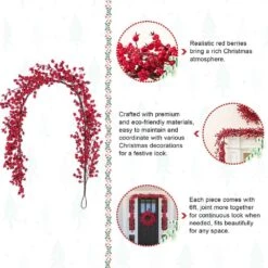 6ft. Christmas Prelit Red Berries Garland (Set Of 2) -Christmas Decor Shop glitzhome christmas garland 2016000075 4f 1000