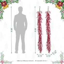 6ft. Christmas Prelit Red Berries Garland (Set Of 2) -Christmas Decor Shop glitzhome christmas garland 2016000075 c3 1000