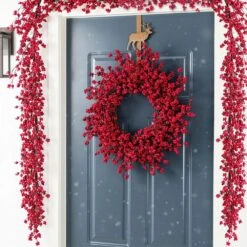 6ft. Christmas Prelit Red Berries Garland (Set Of 2) -Christmas Decor Shop glitzhome christmas garland 2016000075 e1 1000