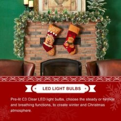 6 Ft. Pre-Lit Frosted Greenery Pinecones Christmas Garland, With 35 C3 Clear LED Lights And Timer (Set Of 4) 17 6 Ft. Pre-Lit Frosted Greenery Pinecones Christmas Garland, With 35 C3 Clear LED Lights And Timer (Set Of 4) -Christmas Decor Shop glitzhome christmas garland 2016000081 fa 1000