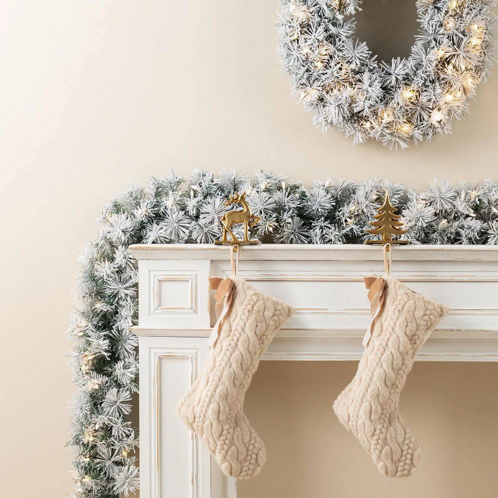 6 Ft. Prelit Snow Flocked Greenery Pine Christmas Garland With 50-Warm White/Multi-color Lights And Timer (Set Of 4) 6 6 Ft. Prelit Snow Flocked Greenery Pine Christmas Garland With 50-Warm White/Multi-color Lights And Timer (Set Of 4) - Image 4