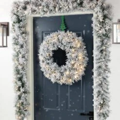 6 Ft. Prelit Snow Flocked Greenery Pine Christmas Garland With 50-Warm White/Multi-color Lights And Timer (Set Of 4) 12 6 Ft. Prelit Snow Flocked Greenery Pine Christmas Garland With 50-Warm White/Multi-color Lights And Timer (Set Of 4) -Christmas Decor Shop glitzhome christmas garland 2016000083 44 1000