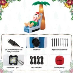 6 Ft. H 2 Ft. Inflated Width Lighted Santa Under Coconut Tree Decor -Christmas Decor Shop glitzhome christmas inflatables 2005200026 44 1000