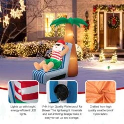 6 Ft. H 2 Ft. Inflated Width Lighted Santa Under Coconut Tree Decor -Christmas Decor Shop glitzhome christmas inflatables 2005200026 4f 1000