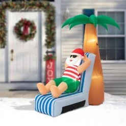 6 Ft. H 2 Ft. Inflated Width Lighted Santa Under Coconut Tree Decor -Christmas Decor Shop glitzhome christmas inflatables 2005200026 fa 1000
