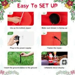 7.00 Ft. Lighted Inflatable Santa With Lamp Post Sign Decor -Christmas Decor Shop glitzhome christmas inflatables 2005200034 1f 1000