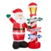 7.00 Ft. Lighted Inflatable Santa With Lamp Post Sign Decor -Christmas Decor Shop glitzhome christmas inflatables 2005200034 64 1000