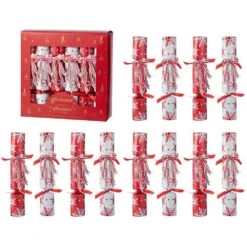 1.25 In. Christmas Snowflake Ornament With Bow Party Cracker With Gift Contents (12 Pack)