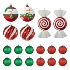 18 CT Christmas Whimsical Red And Green Deluxe Large Ornaments