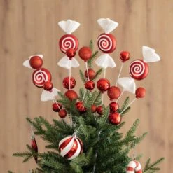 24 In. H Christmas Red And White Candy Picks (Set Of 4) 13 24 In. H Christmas Red And White Candy Picks (Set Of 4) -Christmas Decor Shop glitzhome christmas ornament sets 2040500003 44 1000