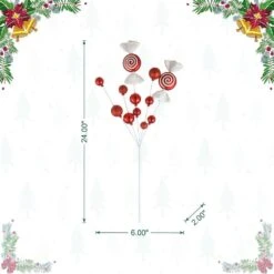 24 In. H Christmas Red And White Candy Picks (Set Of 4) 11 24 In. H Christmas Red And White Candy Picks (Set Of 4) -Christmas Decor Shop glitzhome christmas ornament sets 2040500003 4f 1000