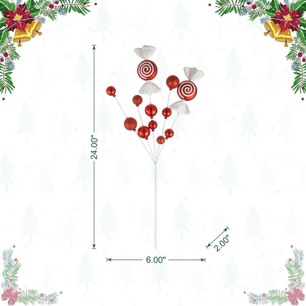 24 In. H Christmas Red And White Candy Picks (Set Of 4) 6 24 In. H Christmas Red And White Candy Picks (Set Of 4) - Image 4