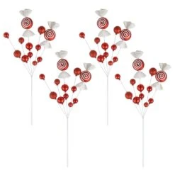 24 In. H Christmas Red And White Candy Picks (Set Of 4)