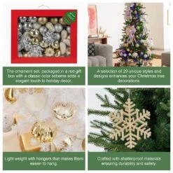 160 CT Christmas Elegant Silver And Gold Deluxe Boxed Shatterproof Ornaments -Christmas Decor Shop glitzhome christmas ornament sets 2040500005 4f 1000