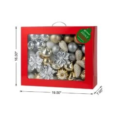 160 CT Christmas Elegant Silver And Gold Deluxe Boxed Shatterproof Ornaments -Christmas Decor Shop glitzhome christmas ornament sets 2040500005 c3 1000