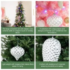 18 CT Christmas Elegant Silver Deluxe Large Shatterproof Ornaments -Christmas Decor Shop glitzhome christmas ornament sets 2040500006 4f 1000