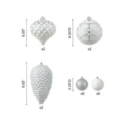 18 CT Christmas Elegant Silver Deluxe Large Shatterproof Ornaments -Christmas Decor Shop glitzhome christmas ornament sets 2040500006 c3 1000