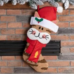 22 In. L 3D Cat Hooked Stocking -Christmas Decor Shop glitzhome christmas stockings 1113001327 31 1000