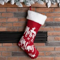21 In. H Fabric Stocking, In. Merry Christmas In -Christmas Decor Shop glitzhome christmas stockings 1113202454 d4 1000