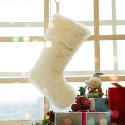 21 In. White Plush Polyester Christmas Stocking 9 21 In. White Plush Polyester Christmas Stocking -Christmas Decor Shop glitzhome christmas stockings 1113202571 31 1000