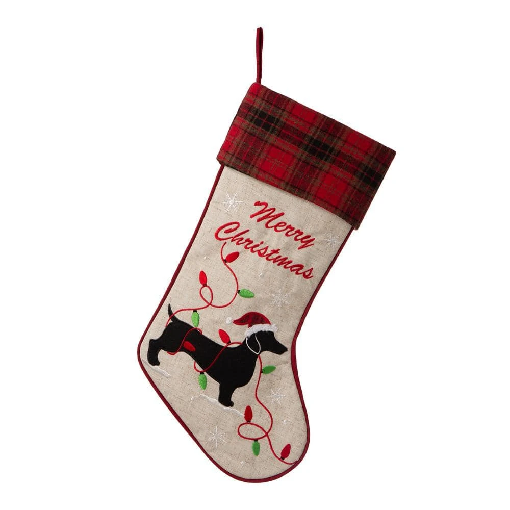 21 In. Fabric Christmas Stocking - Dachshund 3 21 In. Fabric Christmas Stocking - Dachshund