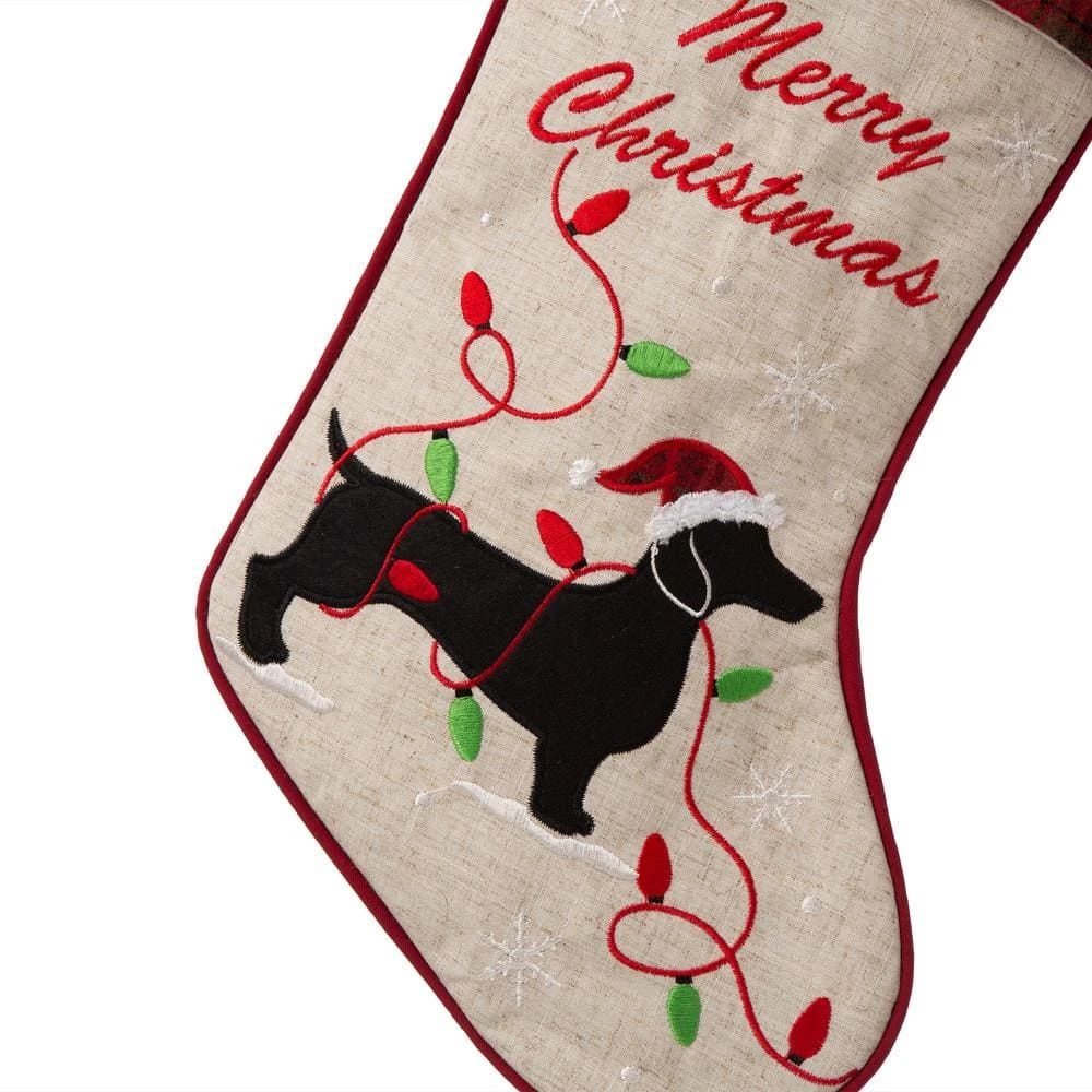 21 In. Fabric Christmas Stocking - Dachshund 5 21 In. Fabric Christmas Stocking - Dachshund - Image 3