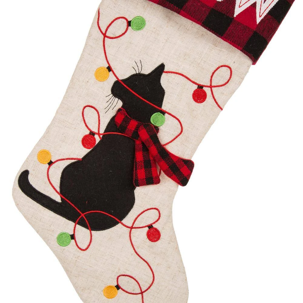 21 In. Polyester LED Embroidered Linen Christmas Dog Stocking (2-Pack) 7 21 In. Polyester LED Embroidered Linen Christmas Dog Stocking (2-Pack) - Image 5