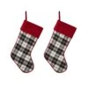 2-Pack 20 In. H Black And White Plaid Fabric Christmas Stocking -Christmas Decor Shop glitzhome christmas stockings 2004700108 64 1000